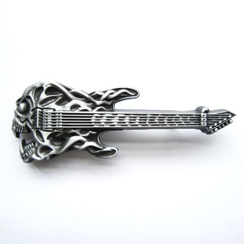 Skull Guitar Belt Buckle