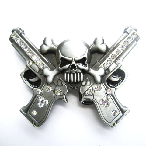 Guns and Skull Belt Buckle