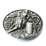 Rodeo Cowgirl Horse Belt Buckle
