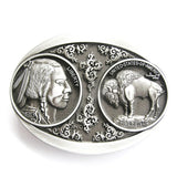 Vintage Buffalo Nickel Five Cent Native American Indian Belt Buckle