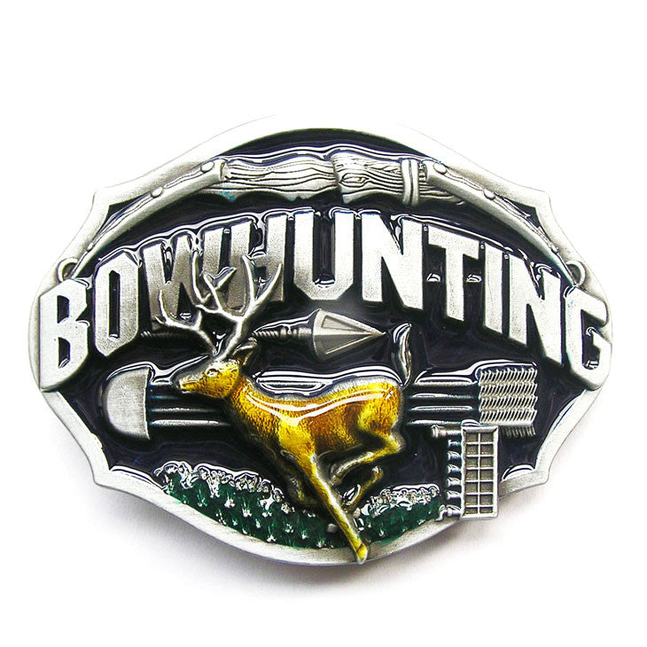 Bowhunting Deer Color Belt Buckle