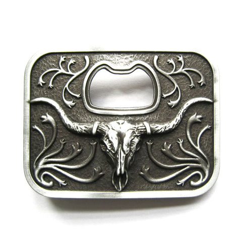Longhorn Bull Bottle Opener Belt Buckle