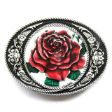 Western Rose Flower Belt Buckle