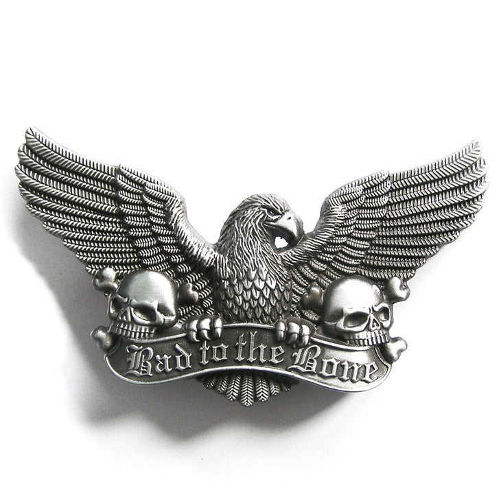 Bad to the Bone Eagle Skulls Belt Buckle