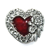 Western Red Heart Belt Buckle