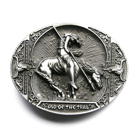 End of Trail Native American Indian Belt Buckle