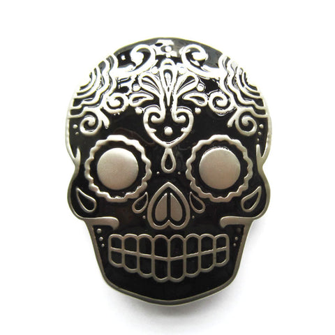 Black Skull Tattoo Head Belt Buckle