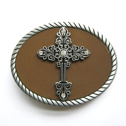 Cross w/ Rhinestones Belt Buckle