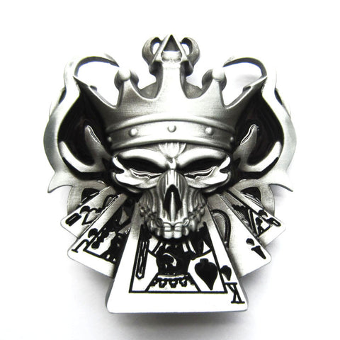 Skull Royal Flush Belt Buckle