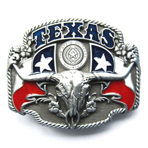 Texas Longhorn State Flags Belt Buckle