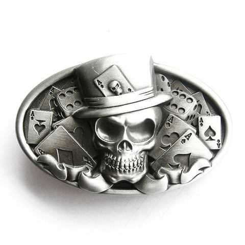 Dice Skull Poker Cards Belt Buckle