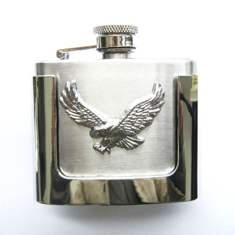 2 Ounce Cross Stainless Steel Flask Belt Buckle