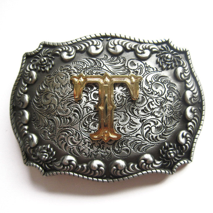 Initial "T" Letter Belt Buckle