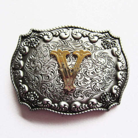 Initial "V" Letter Belt Buckle