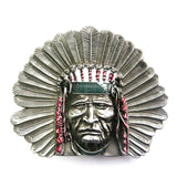Native American Indian Chief Color Belt Buckle