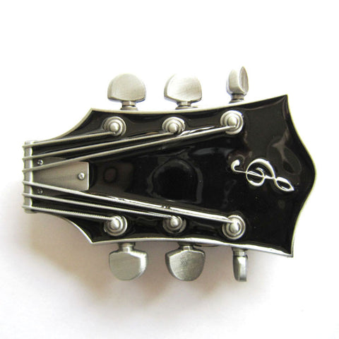 Black Guitar Head Belt Buckle