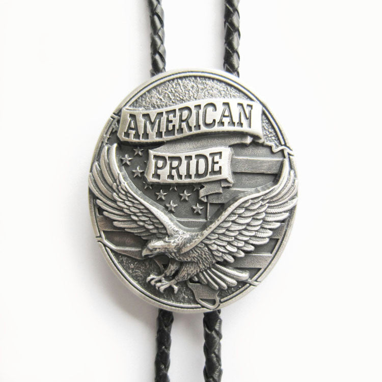 Silver Plated American Pride Eagle Bolo Tie